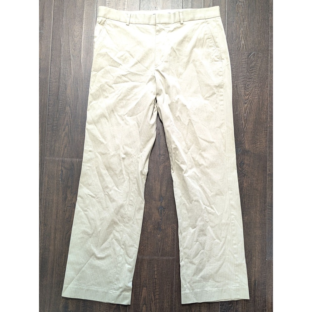 Express Design Studio Producer Pants Mens 33x32 Khaki Pinstripe Cotton Stretch